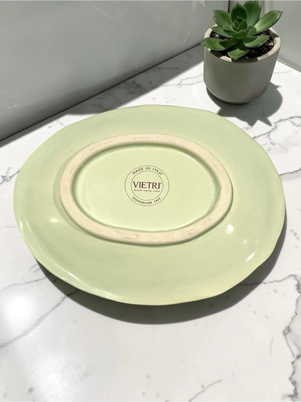 Vietri Italy HELLO Soap Dish Celadon Green Ceramic Bathroom Tray Made in Italy